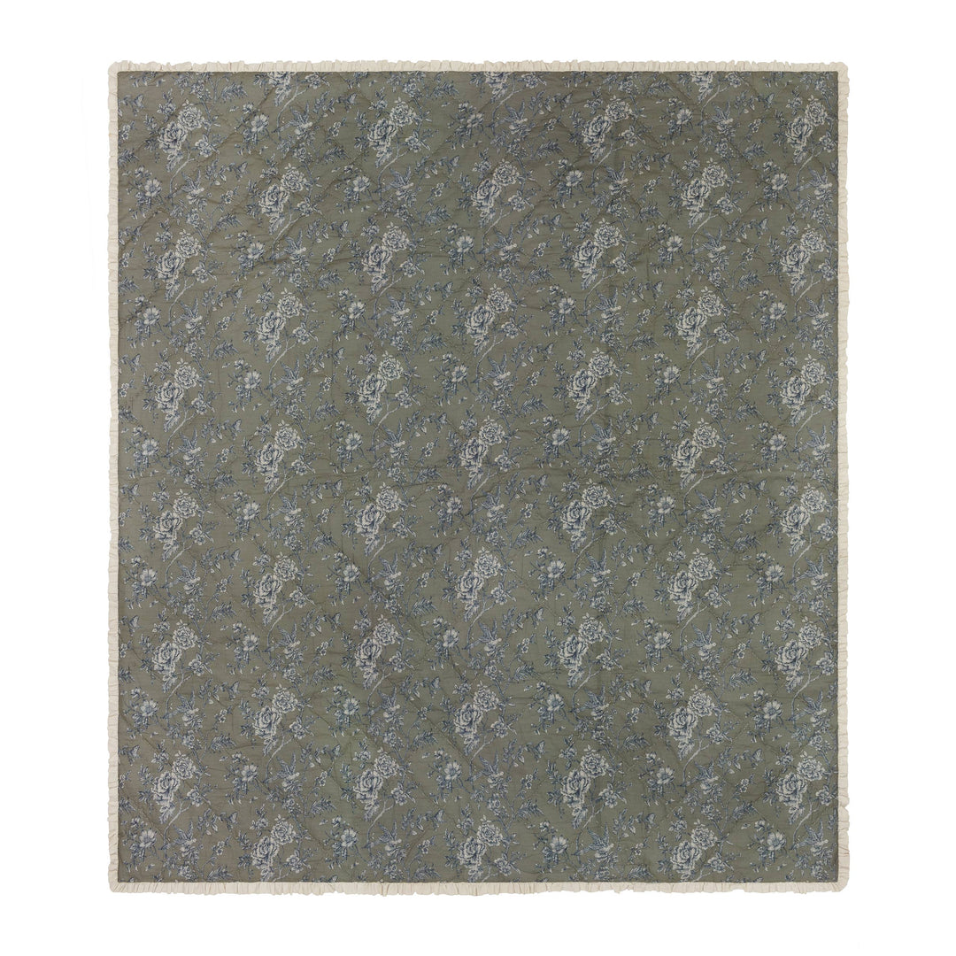 Hermione Ruffled Cotton Bedspread Moss