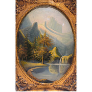 Antique Continental Landscape Painting in Rococo Revival Gilt Frame c.1900