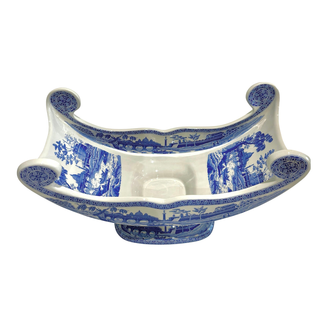 Rare Spode Rome Blue & White Limited Edition Pedestal Cheese/Fruit Cradle