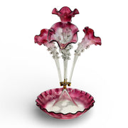 Victorian Cranberry Glass Epergne, Late 19th Century