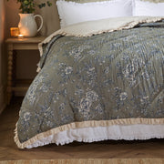 Hermione Ruffled Cotton Bedspread Moss