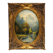 Antique Continental Landscape Painting in Rococo Revival Gilt Frame c.1900