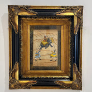 South Asian Miniature Painting of Elephant Rider in Ornate French Gilt Frame