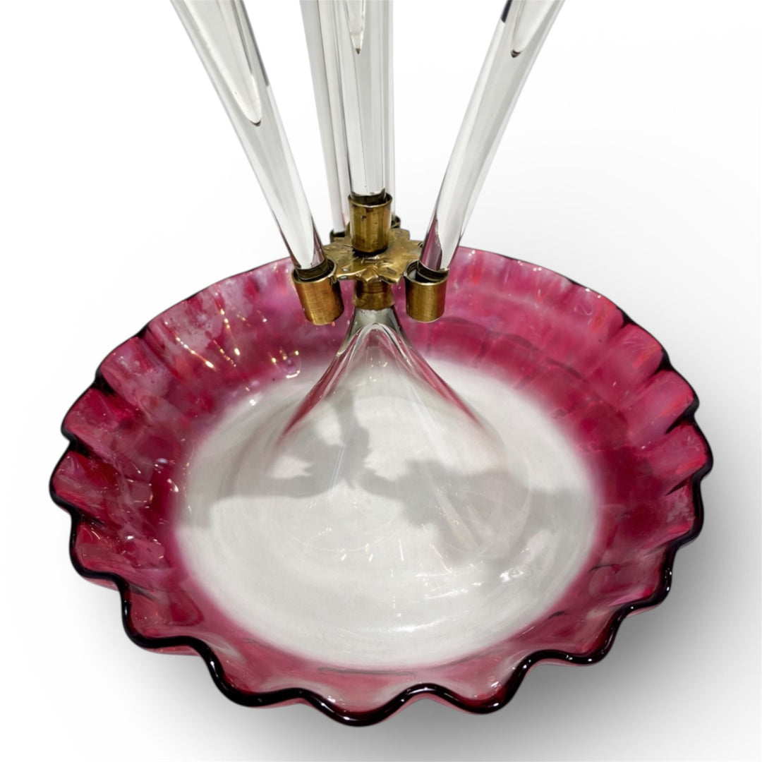Victorian Cranberry Glass Epergne, Late 19th Century
