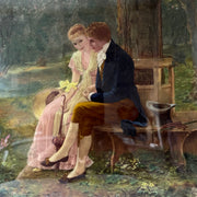 Vintage Reverse Glass Painting in the Verre Églomisé Style, Signed and Dated