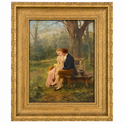 Vintage Reverse Glass Painting in the Verre Églomisé Style, Signed and Dated