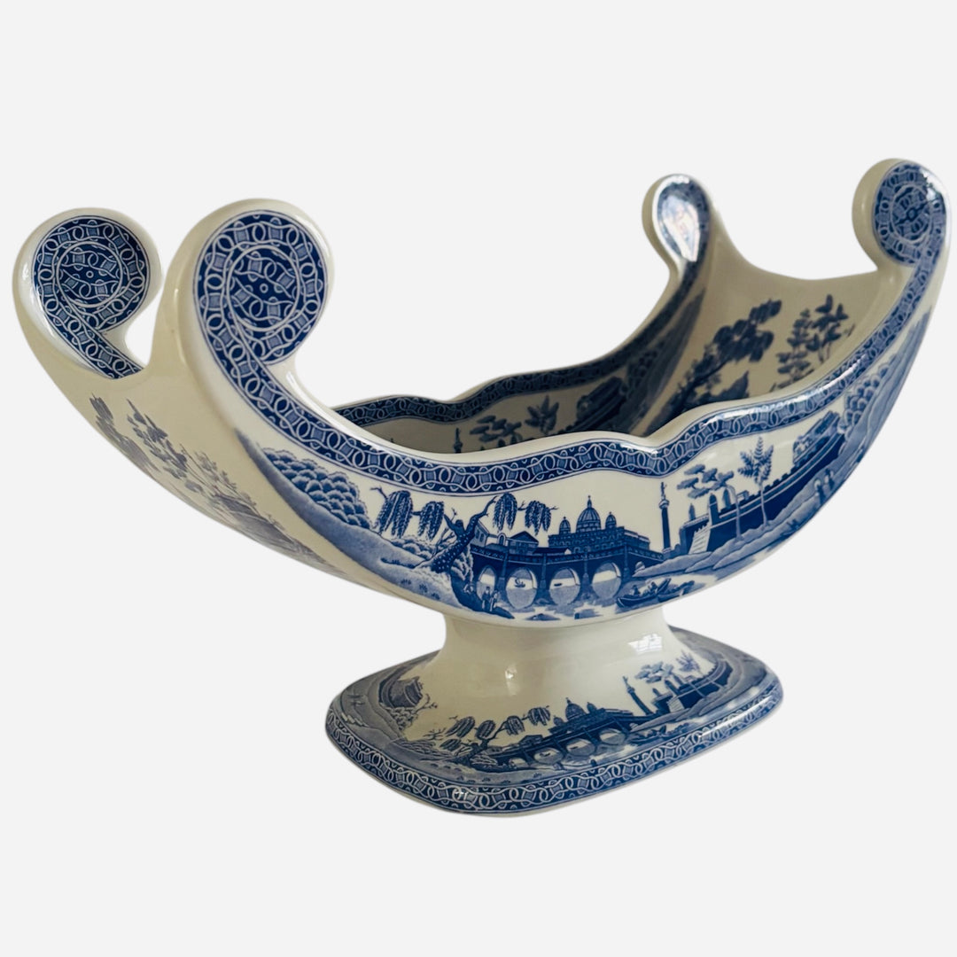 Rare Spode Rome Blue & White Limited Edition Pedestal Cheese/Fruit Cradle