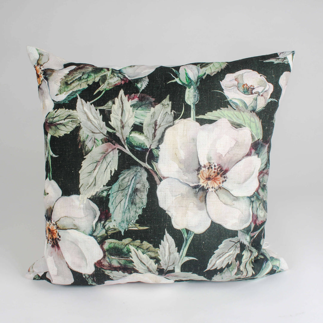 White Rose Pattern Cushion Cover