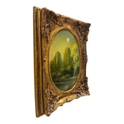 Antique continental Mountain Landscape Oil Painting in Rococo Gilt Frame
