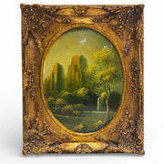 Antique continental Mountain Landscape Oil Painting in Rococo Gilt Frame