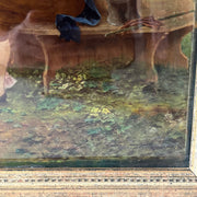 Vintage Reverse Glass Painting in the Verre Églomisé Style, Signed and Dated