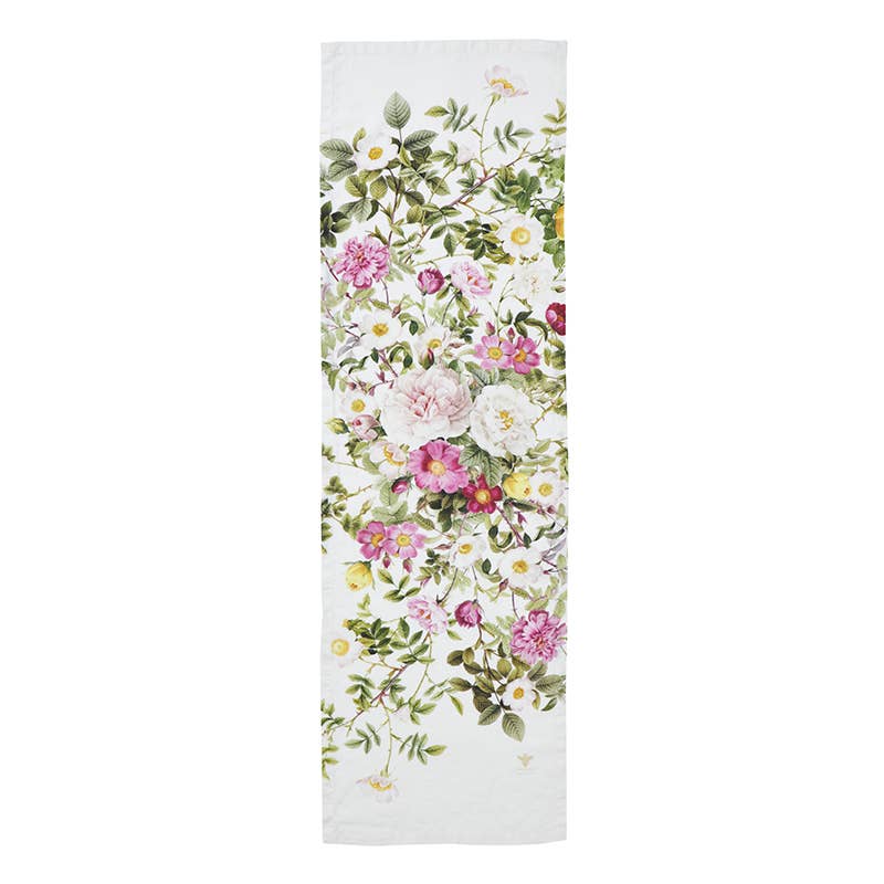 Rose Flower Garden Table runner in linen- made in Europe
