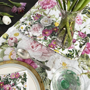 Rose Flower Garden Table runner in linen- made in Europe