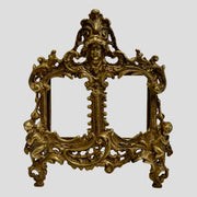 Antique French Rococo Revival Double Photograph Frame with Cherubs & Female Mask