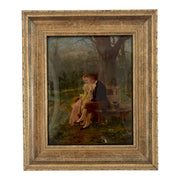 Vintage Reverse Glass Painting in the Verre Églomisé Style, Signed and Dated