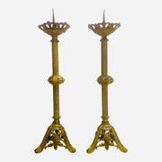 Pair of Continental Antique Gilt Pricket Candlesticks, Circa 1900