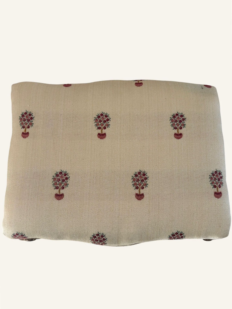 Antique Style Giltwood Footstool with Embroidered Upholstery Louis XV Revival
