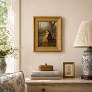 Vintage Reverse Glass Painting in the Verre Églomisé Style, Signed and Dated
