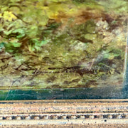 Vintage Reverse Glass Painting in the Verre Églomisé Style, Signed and Dated