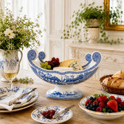 Rare Spode Rome Blue & White Limited Edition Pedestal Cheese/Fruit Cradle