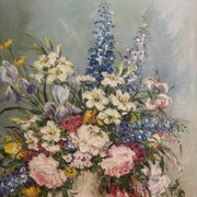 Romance en Fleurs, Signed French Floral Oil Painting