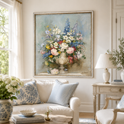 Romance en Fleurs, Signed French Floral Oil Painting