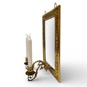 Antique Brass Wall Mirror with Twin Candle Sconces