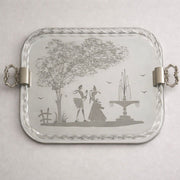 Vintage Italian Etched Glass Vanity or Drinks Tray, Mid-20th Century