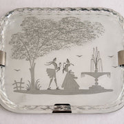 Vintage Italian Etched Glass Vanity or Drinks Tray, Mid-20th Century