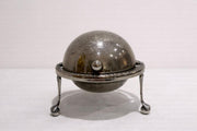 Vintage Silver-Plated Lidded Serving Dish with Glass Liner on Stand