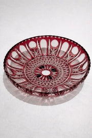 Vintage Cranberry Cut Crystal Bowl