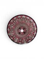 Vintage Cranberry Cut Crystal Bowl