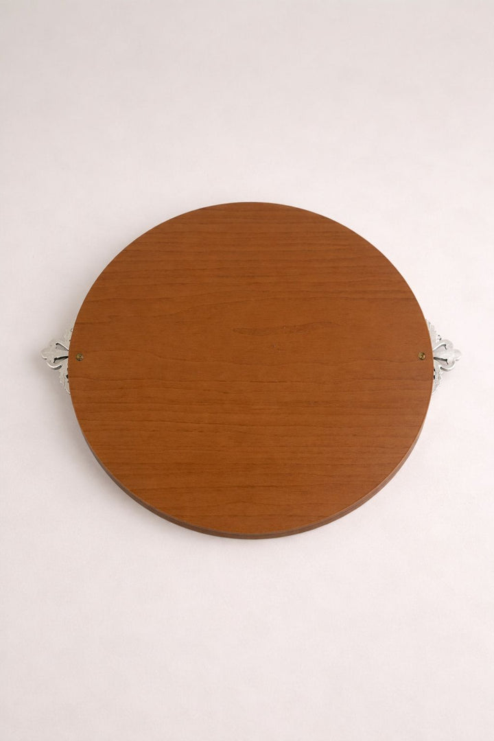 Vintage Round Italian Etched Glass Vanity or Drinks Tray, Mid-20th Century