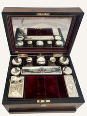 Antique Rosewood & Silver Plate Vanity Box c.1900