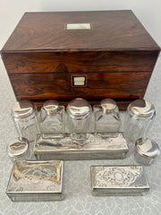 Antique Rosewood & Silver Plate Vanity Box c.1900
