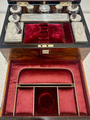 Antique Rosewood & Silver Plate Vanity Box c.1900