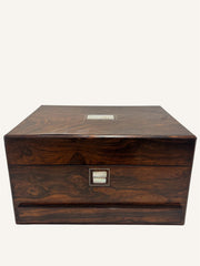 Antique Rosewood & Silver Plate Vanity Box c.1900