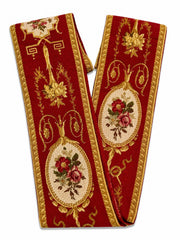Vintage Decorative Jacquard Trim,  Red & Gold Floral Braid