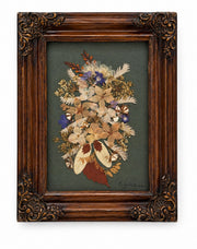 Vintage Signed Pressed Flower Artwork Botanical Wall Decor