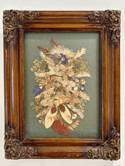 Vintage Signed Pressed Flower Artwork Botanical Wall Decor
