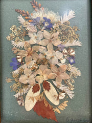 Vintage Signed Pressed Flower Artwork Botanical Wall Decor