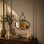 Vintage Art Deco Hanging Mirror with Enamelled Frame