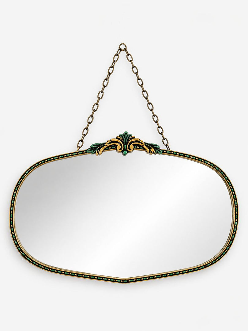 Vintage Art Deco Hanging Mirror with Enamelled Frame