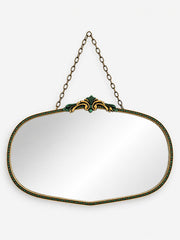 Vintage Art Deco Hanging Mirror with Enamelled Frame
