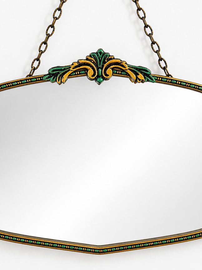 Vintage Art Deco Hanging Mirror with Enamelled Frame