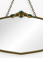 Vintage Art Deco Hanging Mirror with Enamelled Frame