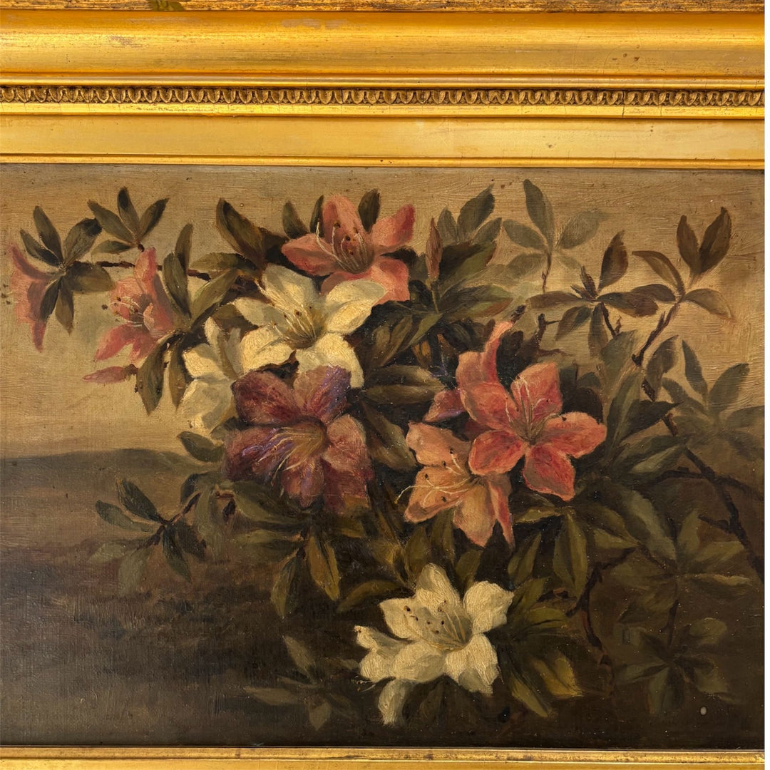 Late 19th Century Floral Still Life Oil Painting (c.1890) Gilt Frame