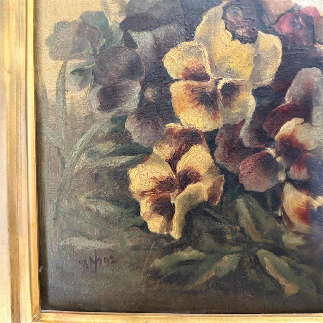 Late 19th Century Floral Still Life Oil Painting (circa 1890s) Gilt Frame