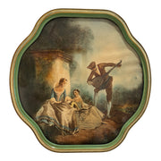 “The Music Lesson” Decorative Print After Nicolas Lancret in Octagonal Frame