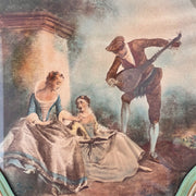 “The Music Lesson” Decorative Print After Nicolas Lancret in Octagonal Frame